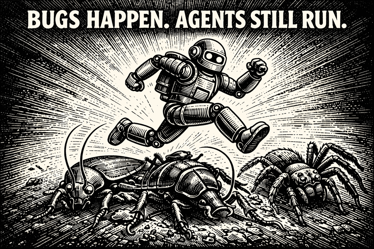 Bugs Happen. Agents Still Run.